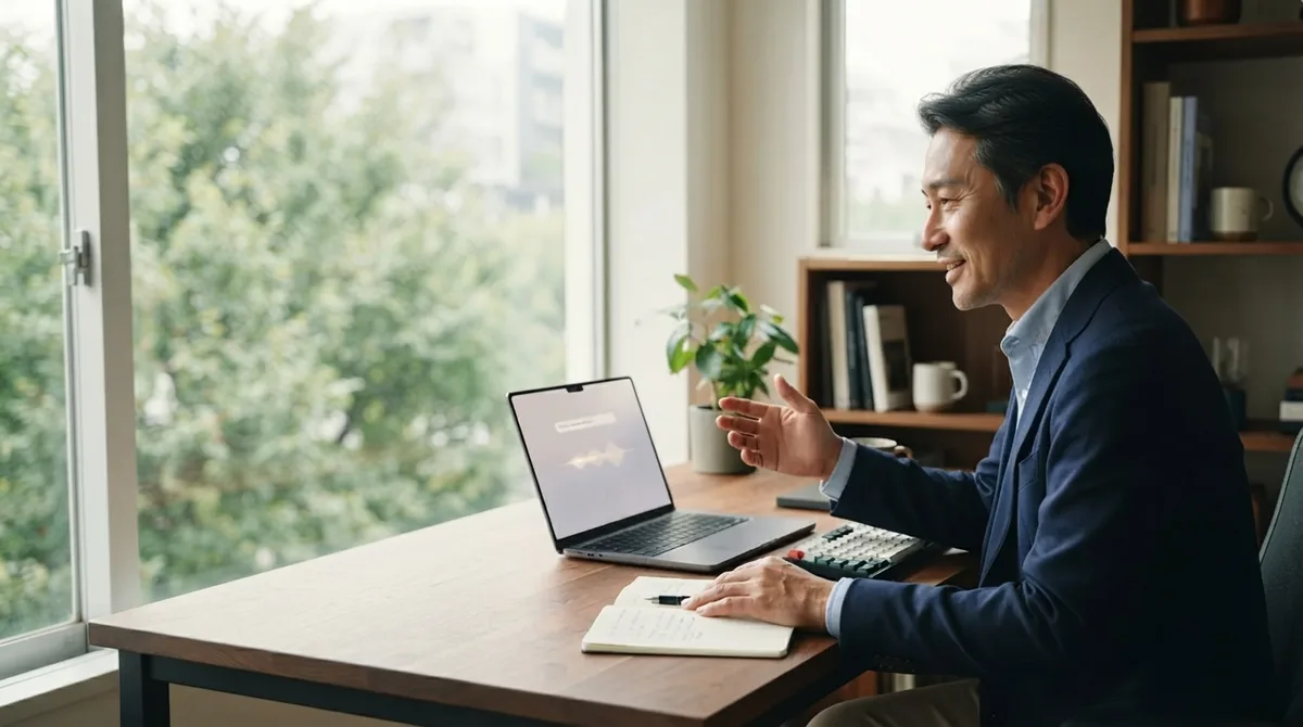 AI右腕と対話しながら、朝の仕事を始める経営者